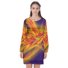 Big Bang Long Sleeve Chiffon Shift Dress 