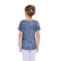 Blue Romantic Flower Pattern Denim Kids  One Piece Tee View2