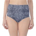 Grey Romantic Flower Pattern Denim High-Waist Bikini Bottoms View1