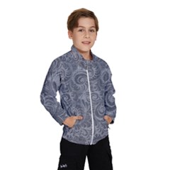 Grey Romantic Flower Pattern Denim Wind Breaker (kids) by Ivana