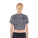 Grey Romantic Flower Pattern Denim Cotton Crop Top View2