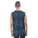 Teal Romantic Flower Pattern Denim Men s Basketball Tank Top View2