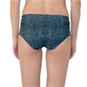 Teal Romantic Flower Pattern Denim Mid-Waist Bikini Bottoms View2