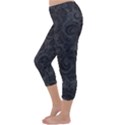 Black Romantic Flower Pattern Denim Capri Winter Leggings  View2