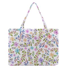 Twigs And Floral Pattern Medium Zipper Tote Bag