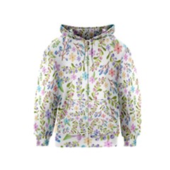 Twigs And Floral Pattern Kids  Zipper Hoodie by Coelfen