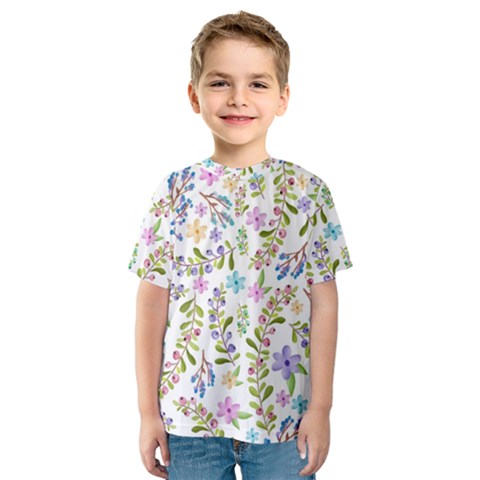 Twigs And Floral Pattern Kids  Sport Mesh Tee by Coelfen