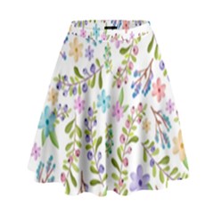 Twigs And Floral Pattern High Waist Skirt by Coelfen