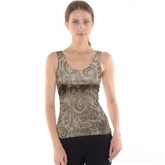 Brown Romantic Flower Pattern Tank Top