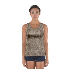 Brown Romantic Flower Pattern Women s Sport Tank Top 