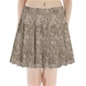 Brown Romantic Flower Pattern Pleated Mini Skirt View1