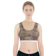 Brown Romantic Flower Pattern Sports Bra With Pocket by Ivana