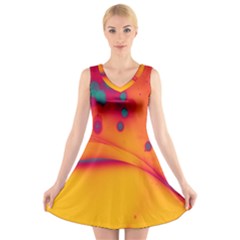 Lights V-Neck Sleeveless Skater Dress