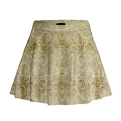 Gold Romantic Flower Pattern Mini Flare Skirt by Ivana