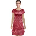 Red Romantic Flower Pattern Cap Sleeve Nightdress View1