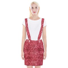 Red Romantic Flower Pattern Braces Suspender Skirt by Ivana