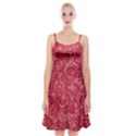 Red Romantic Flower Pattern Spaghetti Strap Velvet Dress View1