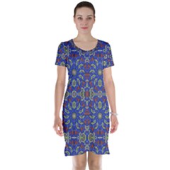 Colorful Ethnic Design Short Sleeve Nightdress by dflcprintsclothing