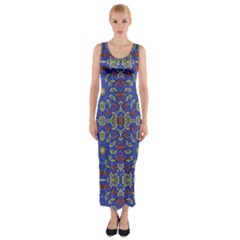 Colorful Ethnic Design Fitted Maxi Dress by dflcprintsclothing