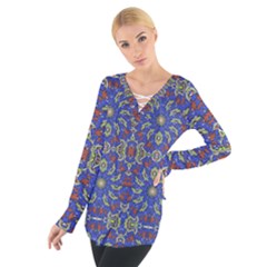 Colorful Ethnic Design Women s Tie Up Tee