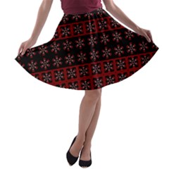 Dark Tiled Pattern A-line Skater Skirt by linceazul