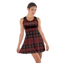 Dark Tiled Pattern Cotton Racerback Dress by linceazul