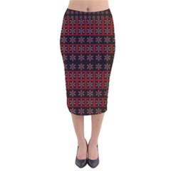 Dark Tiled Pattern Velvet Midi Pencil Skirt by linceazul