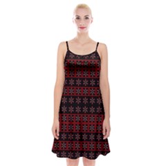 Dark Tiled Pattern Spaghetti Strap Velvet Dress by linceazul