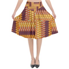 Geometric Pattern Flared Midi Skirt