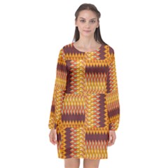 Geometric Pattern Long Sleeve Chiffon Shift Dress  by linceazul