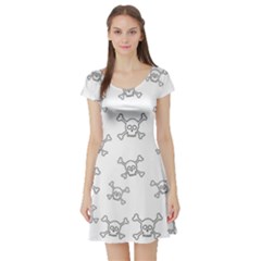 Skull Pattern Short Sleeve Skater Dress by ValentinaDesign