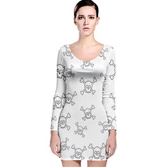 Skull pattern Long Sleeve Velvet Bodycon Dress