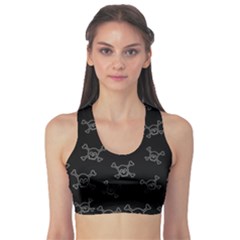 Skull Pattern Sports Bra by ValentinaDesign