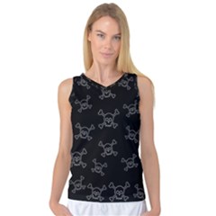 Skull Pattern Women s Basketball Tank Top by ValentinaDesign