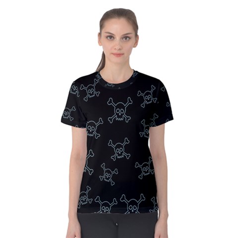 Skull Pattern Women s Cotton Tee by ValentinaDesign