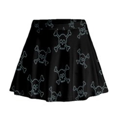 Skull Pattern Mini Flare Skirt by ValentinaDesign