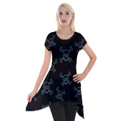 Skull Pattern Short Sleeve Side Drop Tunic by ValentinaDesign