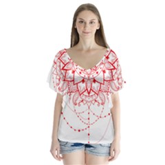 Mandala Pretty Design Pattern Flutter Sleeve Top by Nexatart