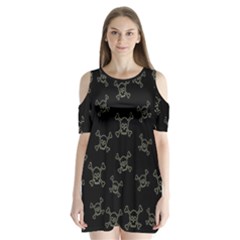 Skull Pattern Shoulder Cutout Velvet  One Piece by ValentinaDesign