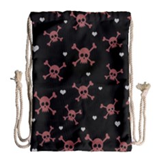 Skull Pattern Drawstring Bag (large) by ValentinaDesign