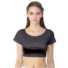 Skull pattern Short Sleeve Crop Top (Tight Fit)