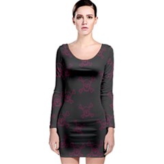 Skull pattern Long Sleeve Bodycon Dress