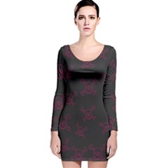 Skull pattern Long Sleeve Velvet Bodycon Dress