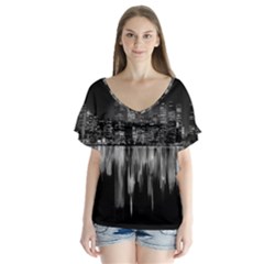 City Panorama Flutter Sleeve Top by Valentinaart