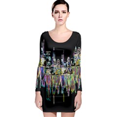 City Panorama Long Sleeve Bodycon Dress by Valentinaart