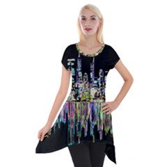 City Panorama Short Sleeve Side Drop Tunic by Valentinaart