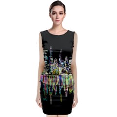 City Panorama Sleeveless Velvet Midi Dress by Valentinaart