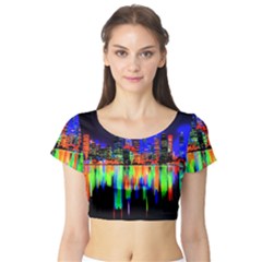 City Panorama Short Sleeve Crop Top (tight Fit) by Valentinaart