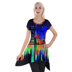 City Panorama Short Sleeve Side Drop Tunic by Valentinaart