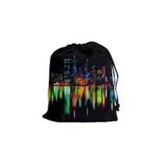 City Panorama Drawstring Pouches (small)  by Valentinaart